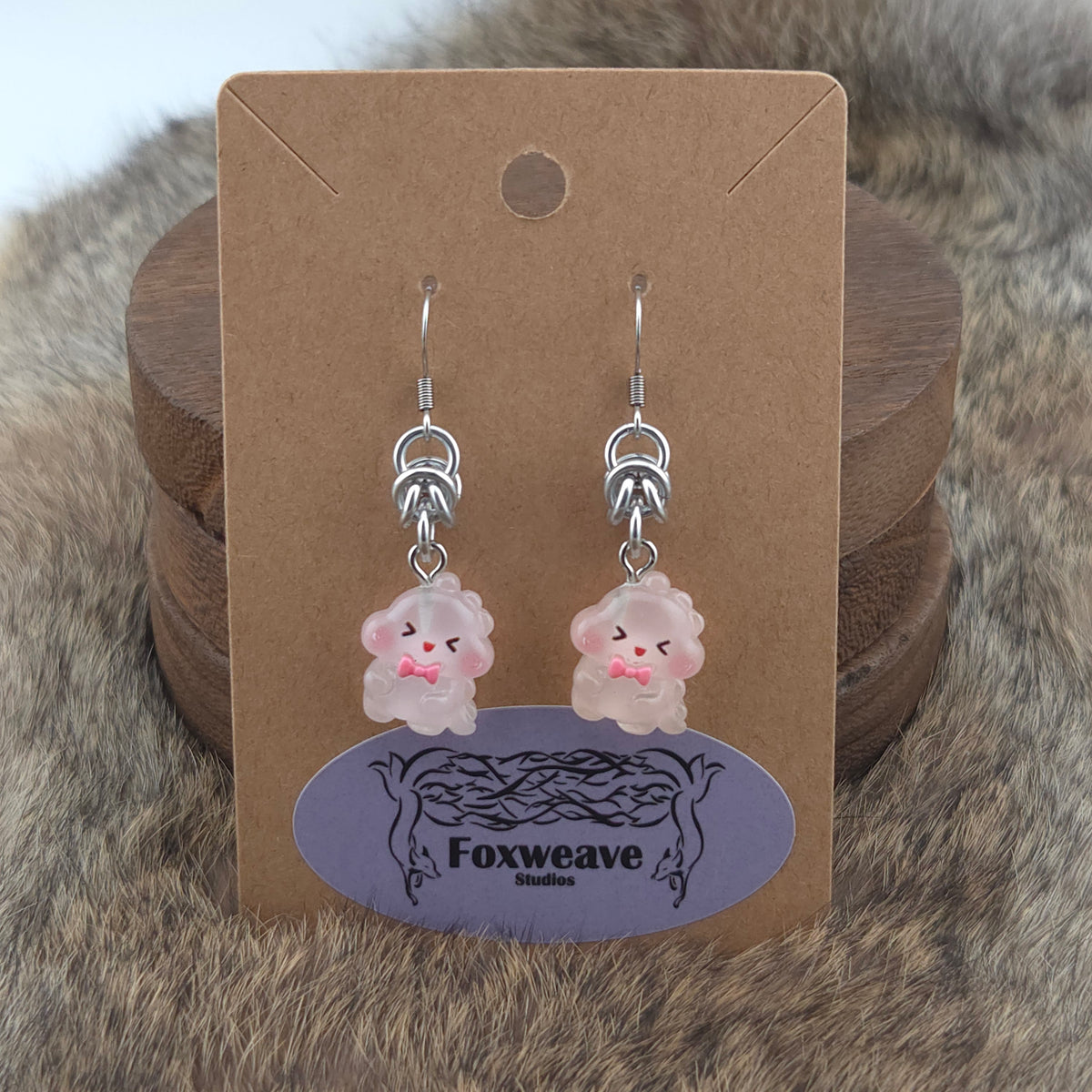 Earrings - Pink Dinosaurs - Acrylic Charm on Stainless Steel Hooks