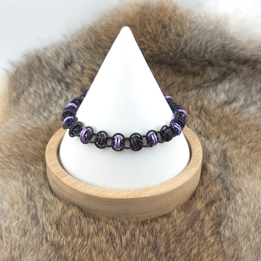 Barrel Weave Chainmail Bracelet - Dark Purple, Lavender, Black - Premium Anodized Aluminum