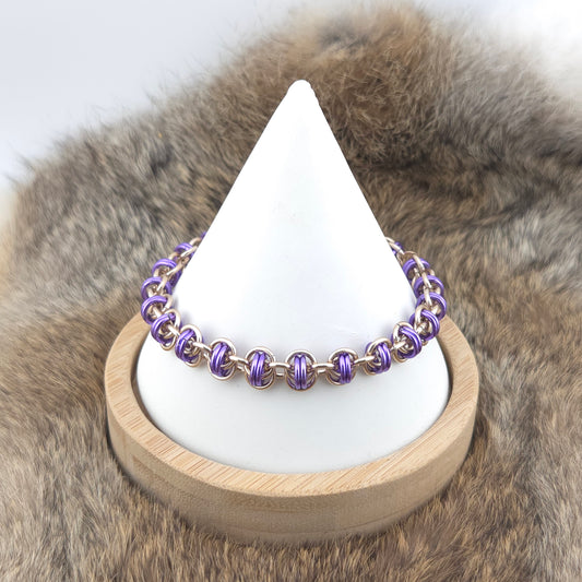 Barrel Weave Chainmail Bracelet - Lavender, Rose Gold - Premium Anodized Aluminum