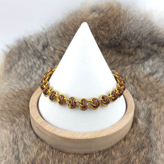 Barrel Weave Chainmail Bracelet - Matte Bronze, Gold - Premium Anodized Aluminum