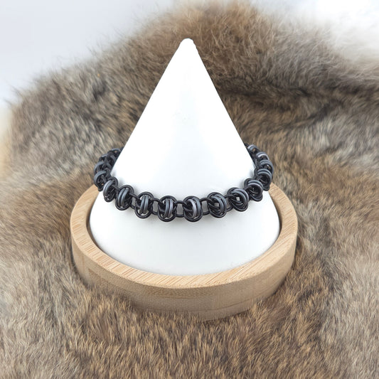 Barrel Weave Chainmail Bracelet - Matte Gray, Black - Premium Anodized Aluminum
