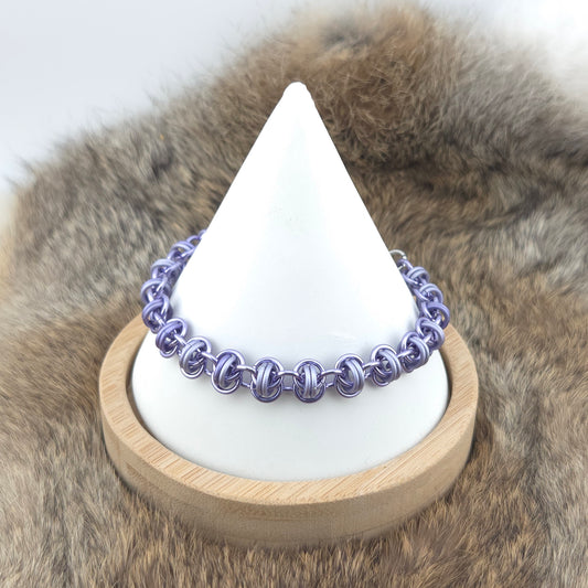 Barrel Weave Chainmail Bracelet - Matte Lavender, Lavender - Premium Anodized Aluminum