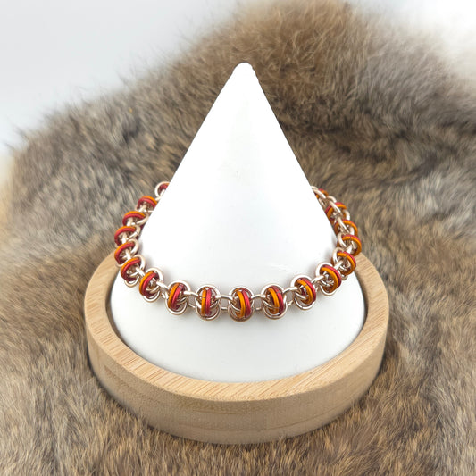 Barrel Weave Chainmail Bracelet - Matte Orange, Matte Red, Rose Gold - Premium Anodized Aluminum