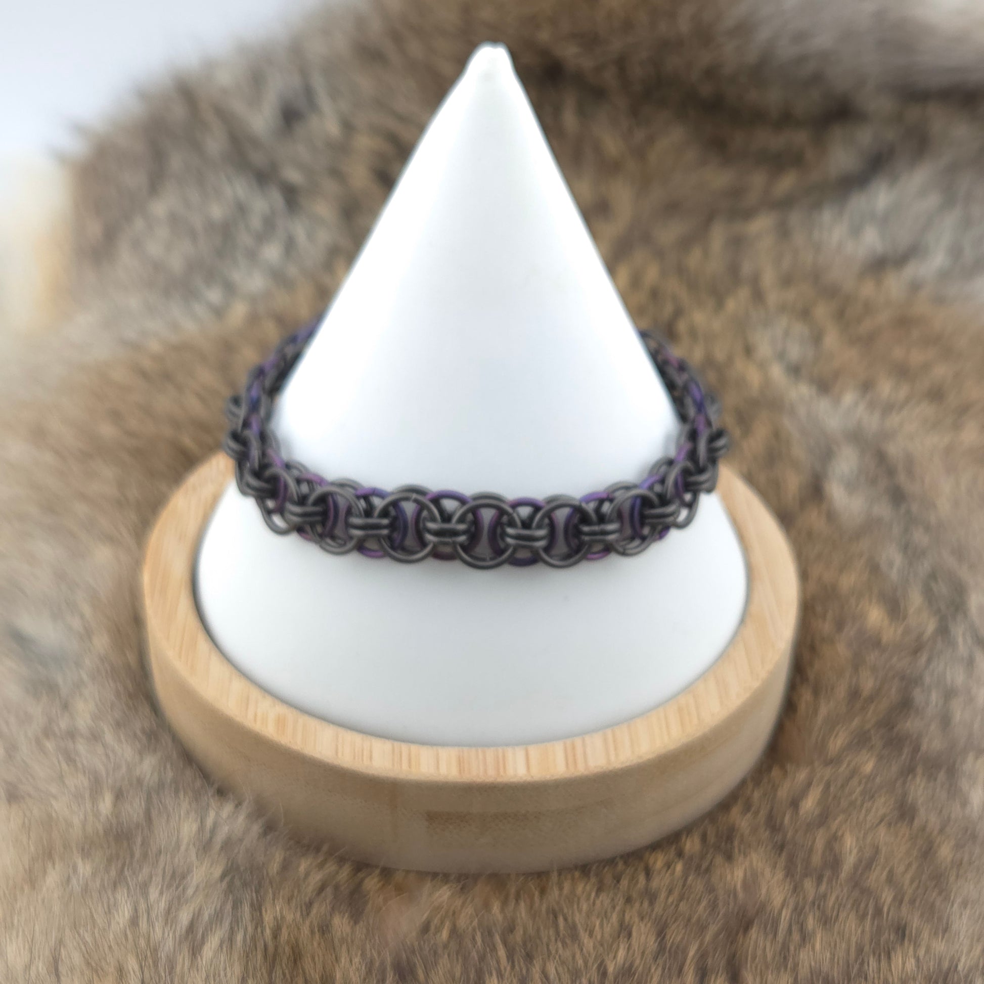 Black Glass Titanium and Dark Purple Titanium Helm Bracelet