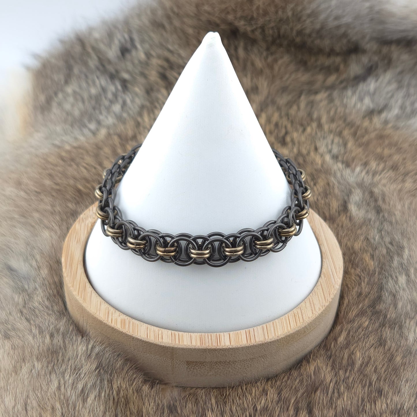 Black Glass and Bronze Titanium Helm Bracelet