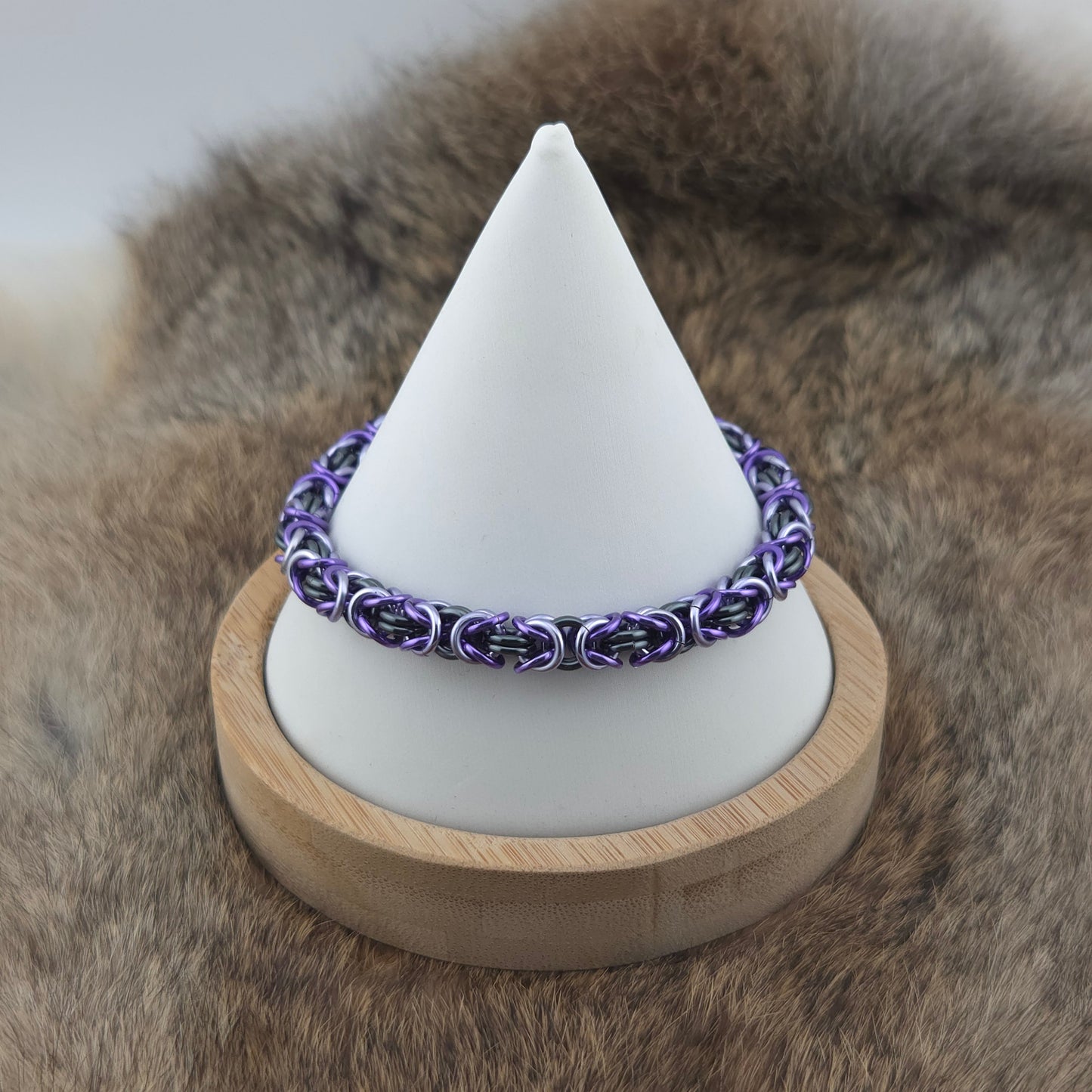 Byzantine Chainmail Bracelet - Gray, Lavender, Lilac - Premium Anodized Aluminum
