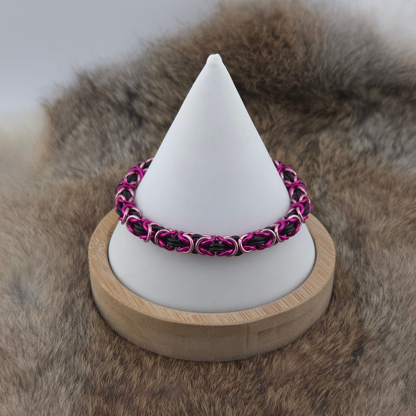 Byzantine Chainmail Bracelet - Matte Black, Dragonfruit, Pink - Premium Anodized Aluminum