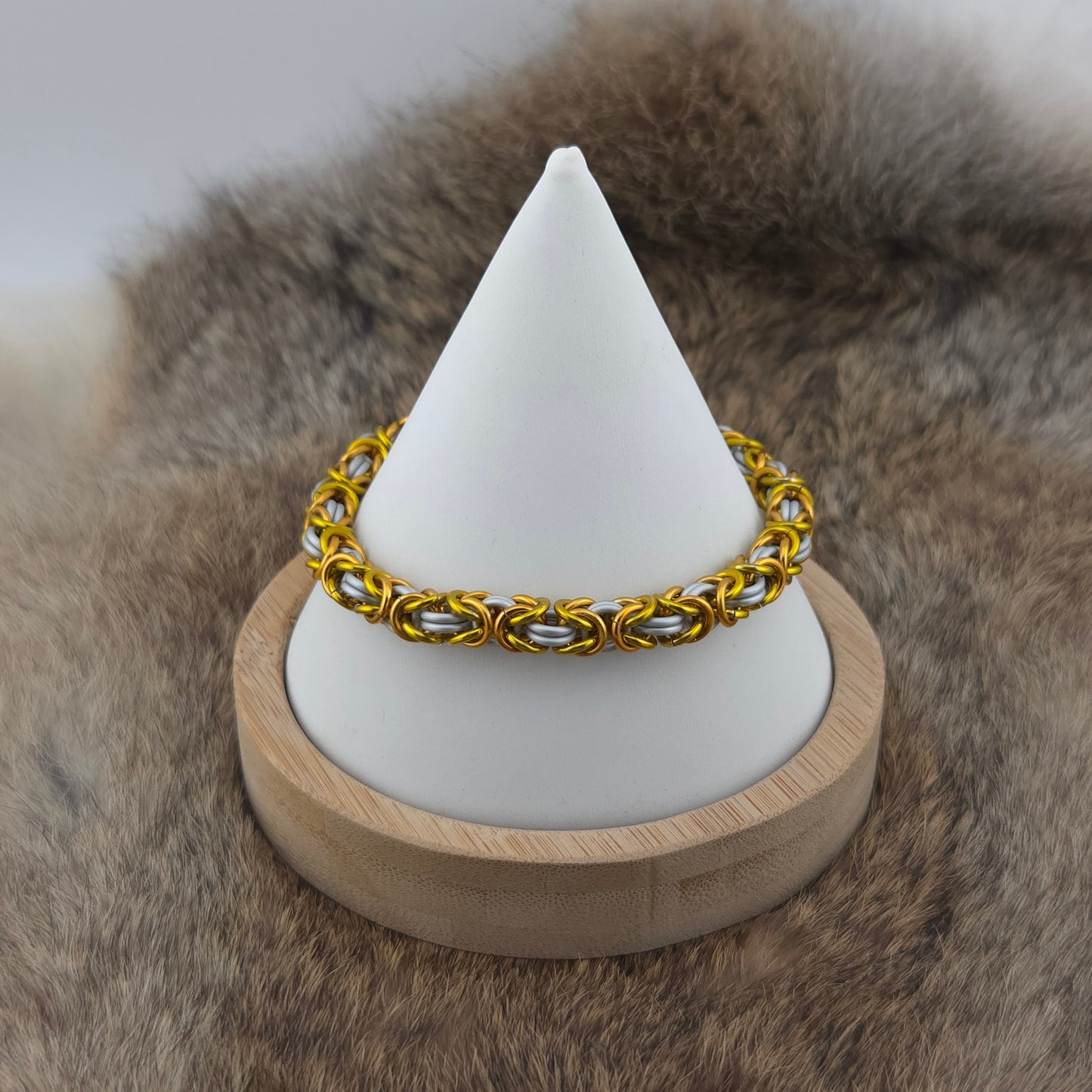 Byzantine Chainmail Bracelet - Matte Frost, Gold, Yellow - Premium Anodized Aluminum