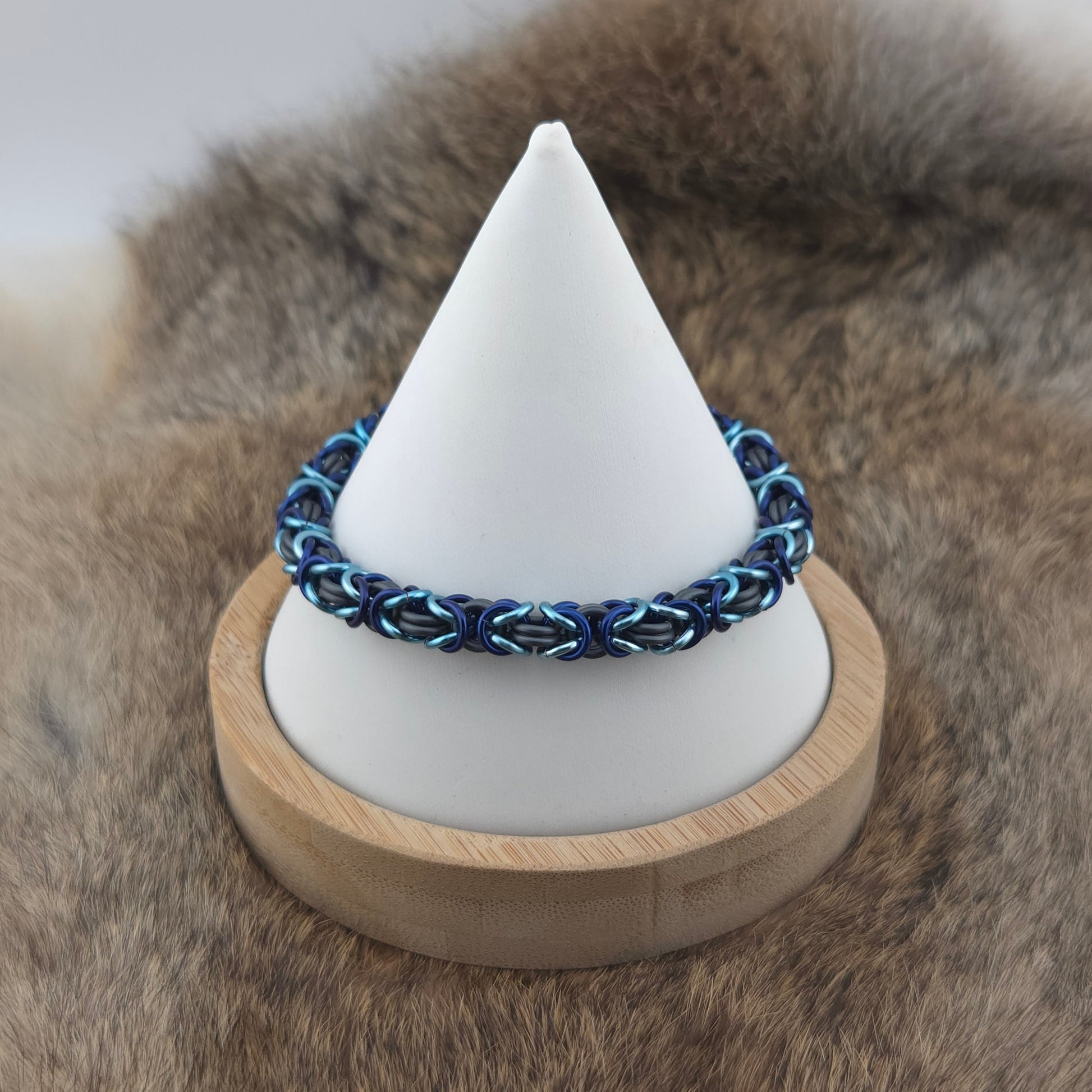 Byzantine Chainmail Bracelet - Matte Gray, Royal Blue, Sky Blue - Premium Anodized Aluminum