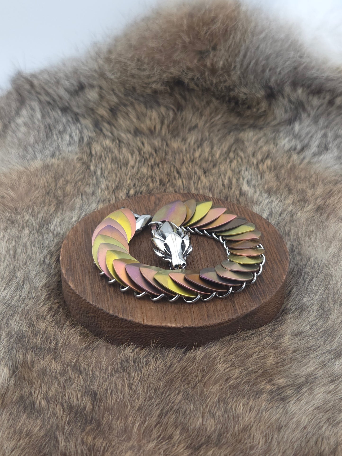 Dragon Scale Bracelet - Bronze, Pink, Yellow - Unique 0008