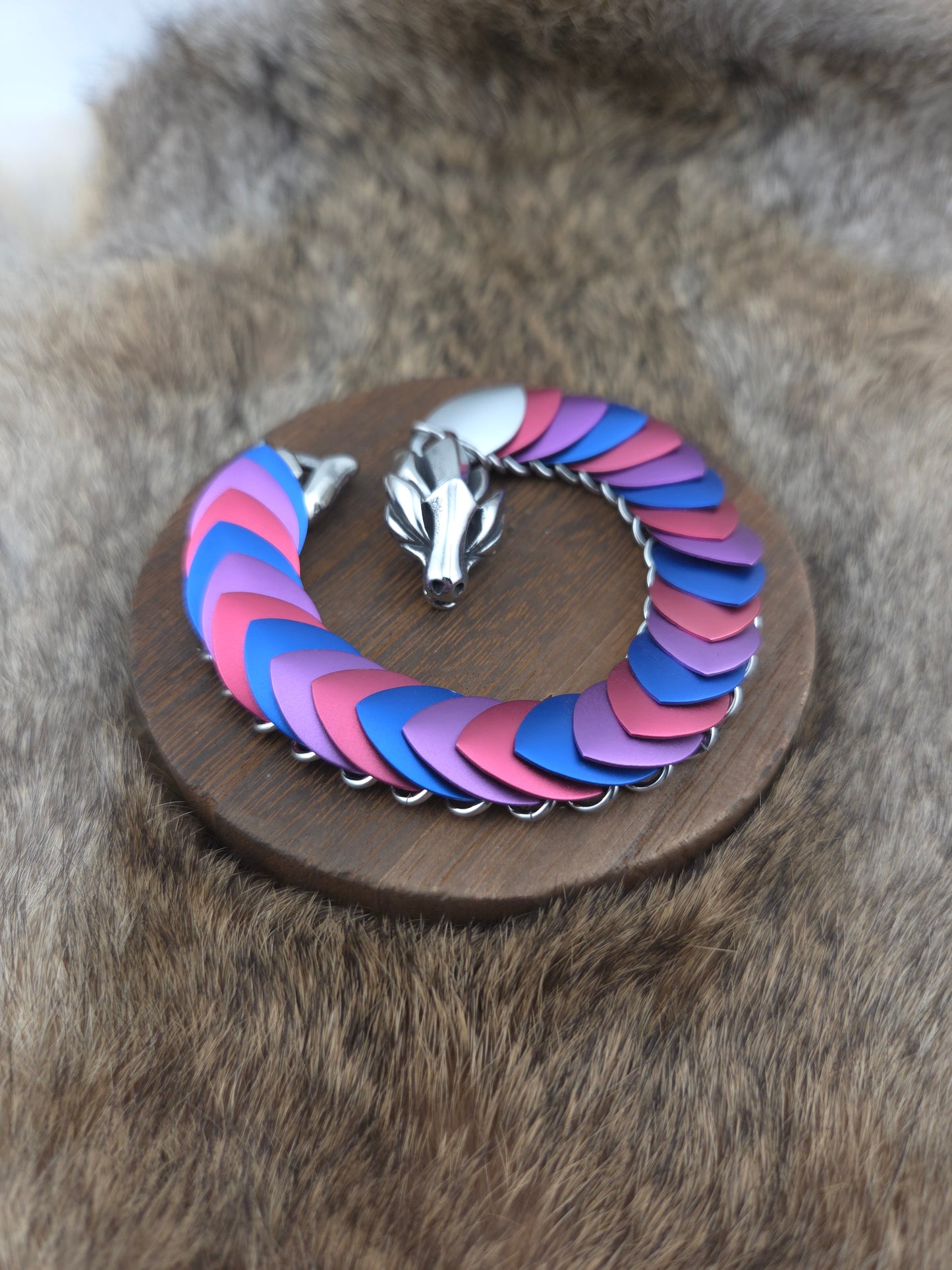 Dragon Scale Bracelet - Bisexual Pride - Aluminum Scales