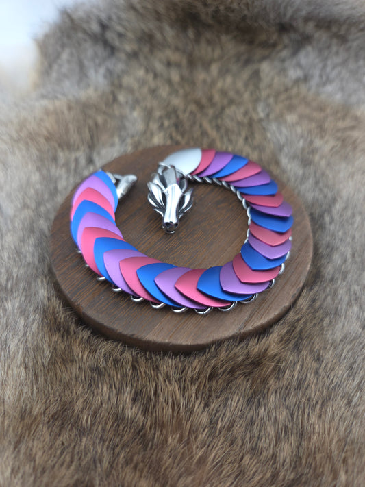 Dragon Scale Bracelet - Bisexual Pride - Aluminum Scales
