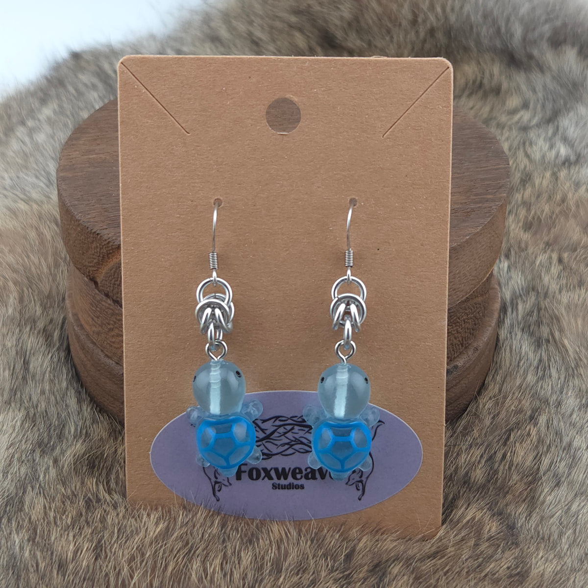 Earrings - Blue Turtles - Acrylic Charm on Stainless Steel Hooks