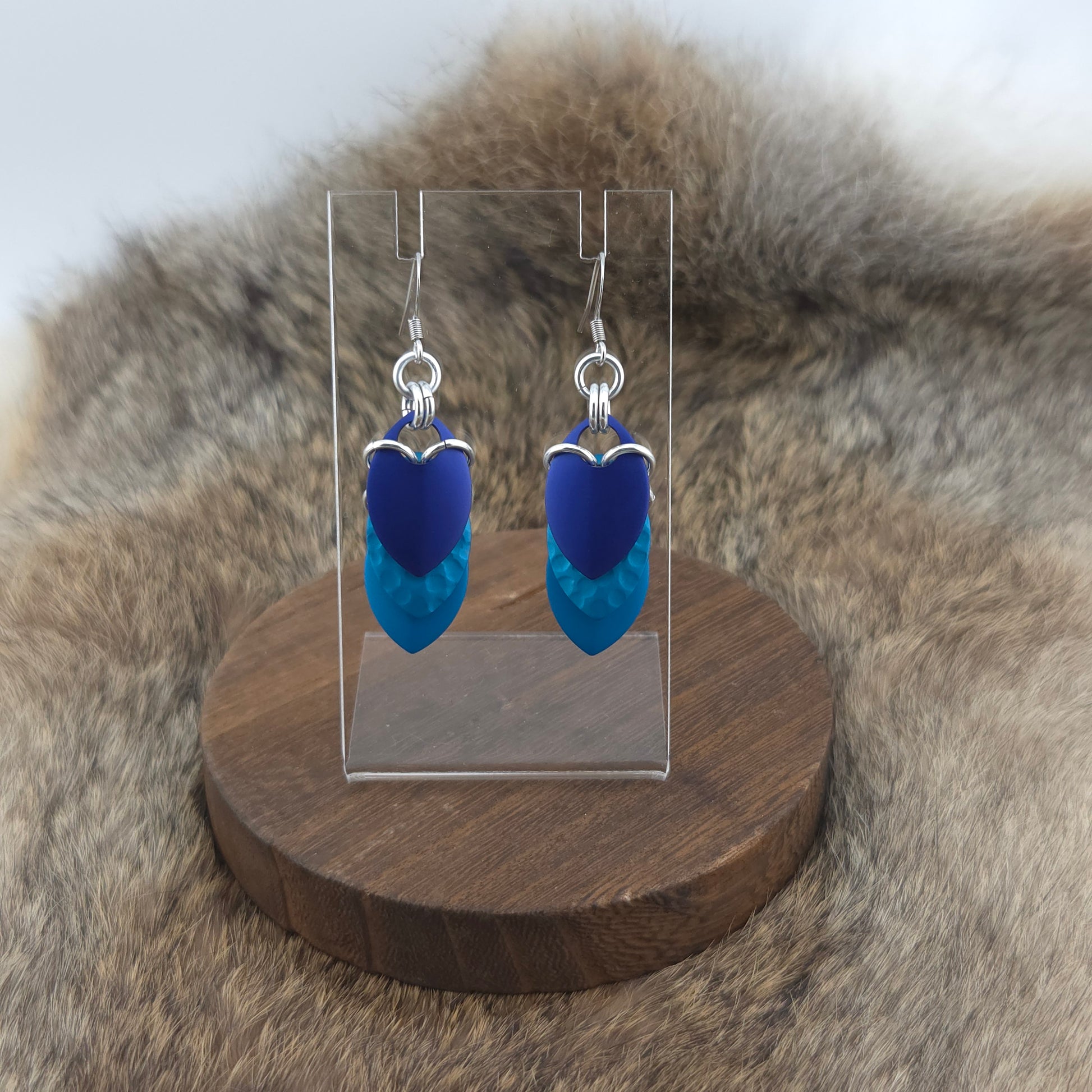 Earrings - Cobalt, Hammered Lapis, Turquoise - Premium Anodized Aluminum (Hooks)