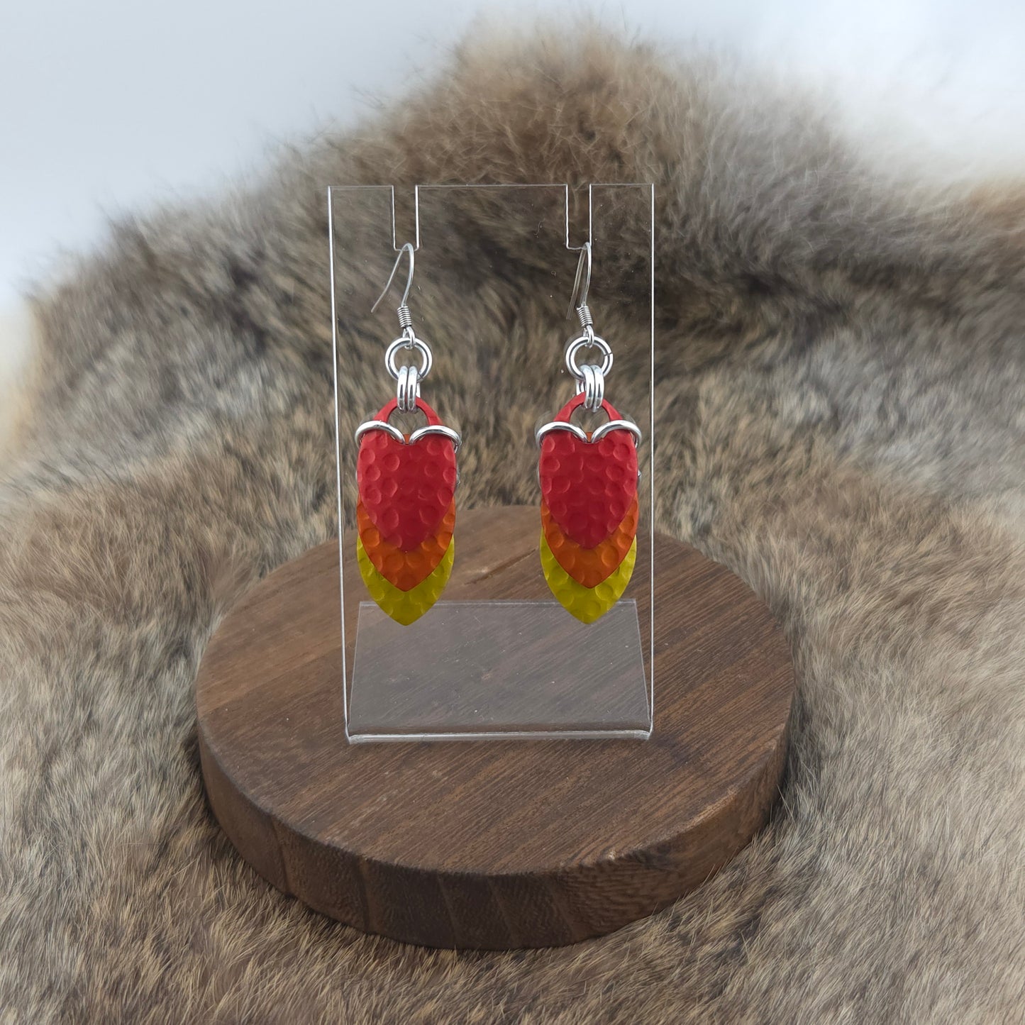 Earrings - Hammered Candy Apple, Hammered Paprika, Hammered Canary - Premium Anodized Aluminum (Hooks)