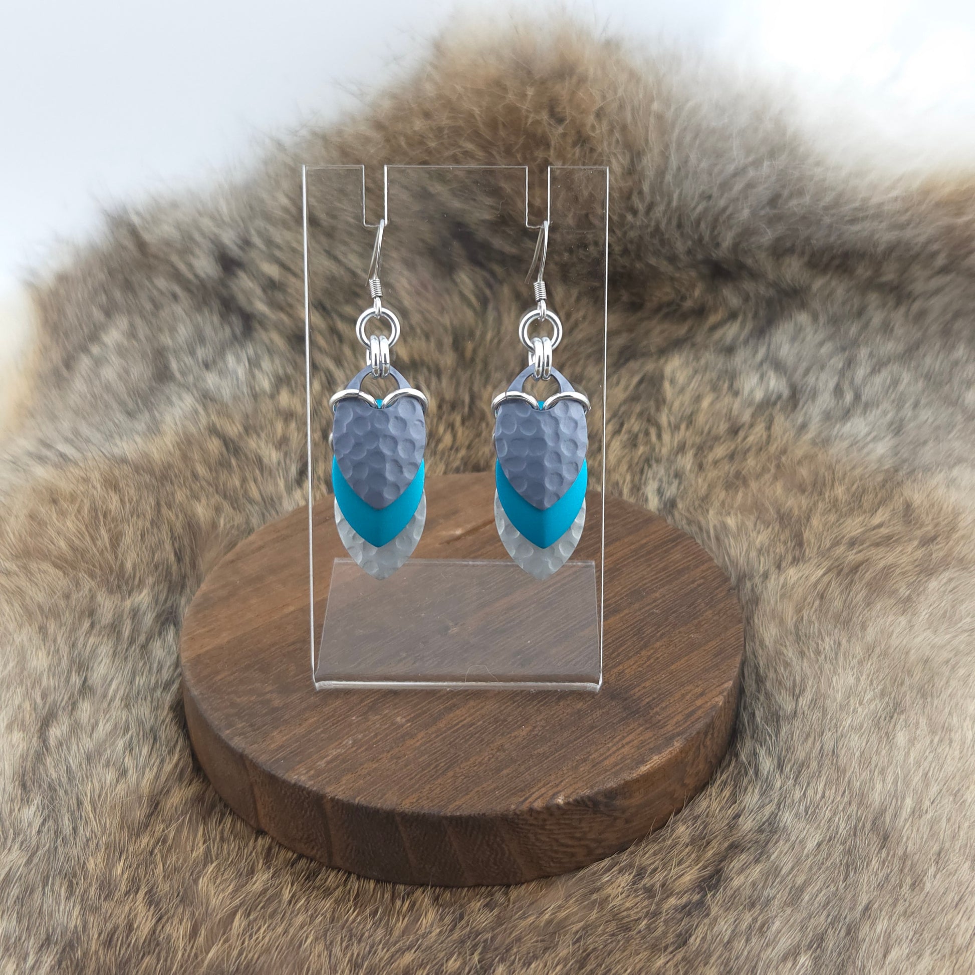 Earrings - Hammered Gunmetal, Maui, Hammered Platinum - Premium Anodized Aluminum (Hooks)
