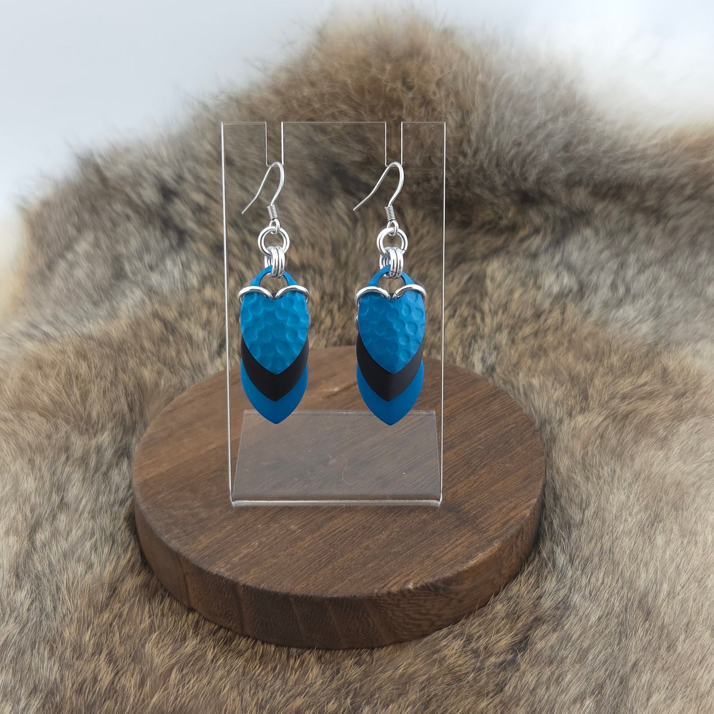 Earrings - Hammered Lapis, Onyx, Turquoise - Premium Anodized Aluminum (Hooks)