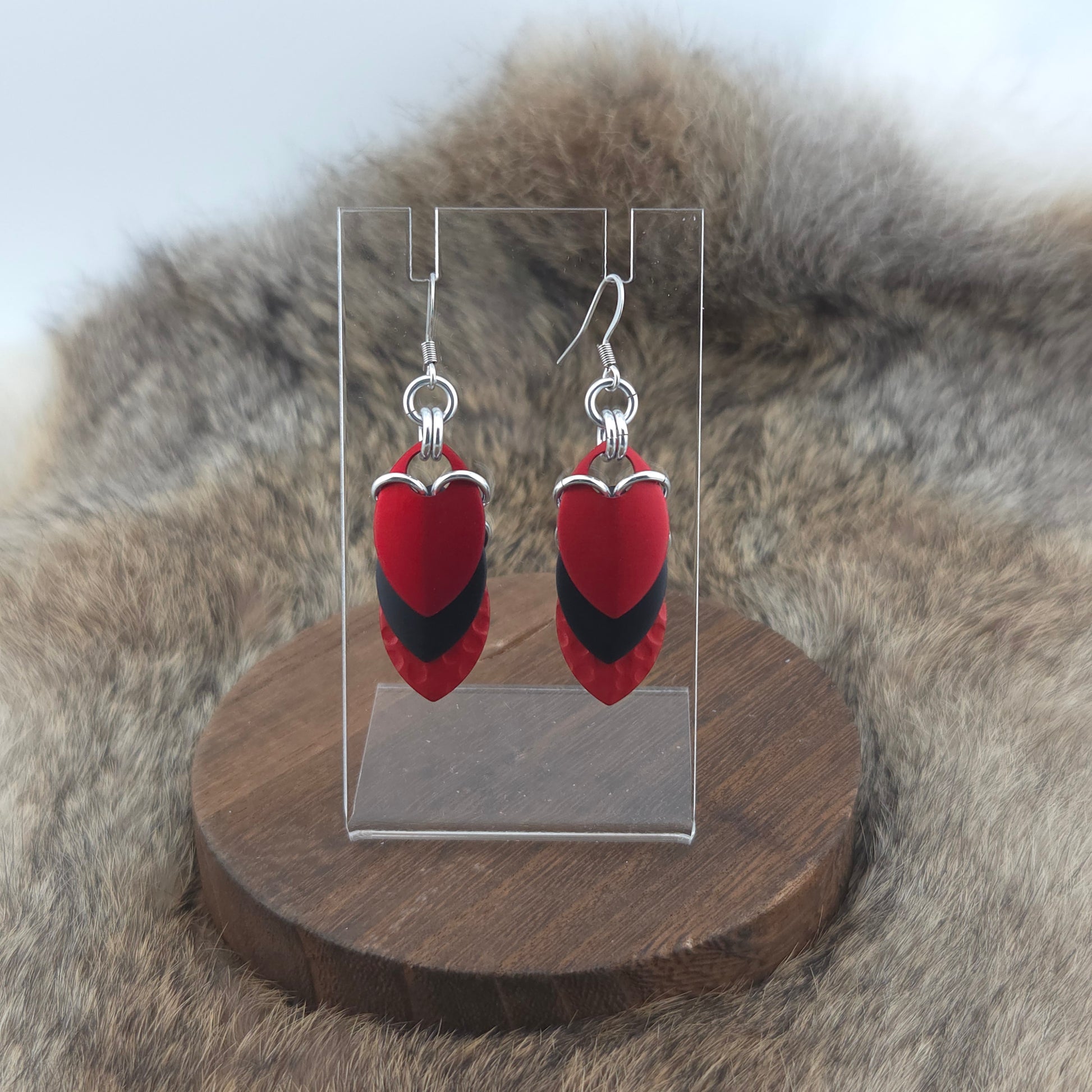 Earrings - Marsala, Onyx, Hammered Candy Apple - Premium Anodized Aluminum (Hooks)