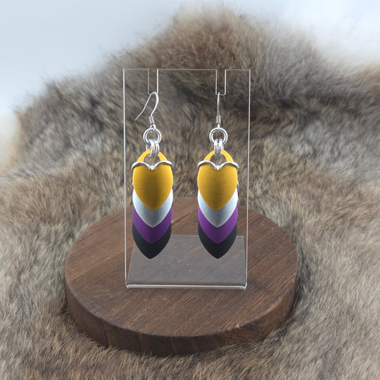 Earrings - Nonbinary Pride - Premium Anodized Aluminum (Hooks)