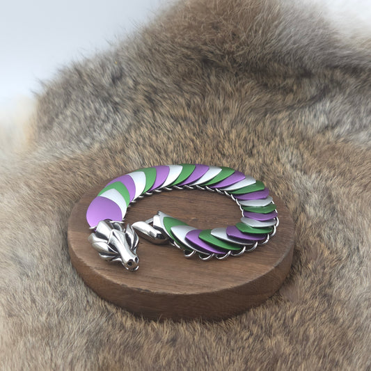 Dragon Scale Bracelet - Genderqueer Pride - Aluminum Scales