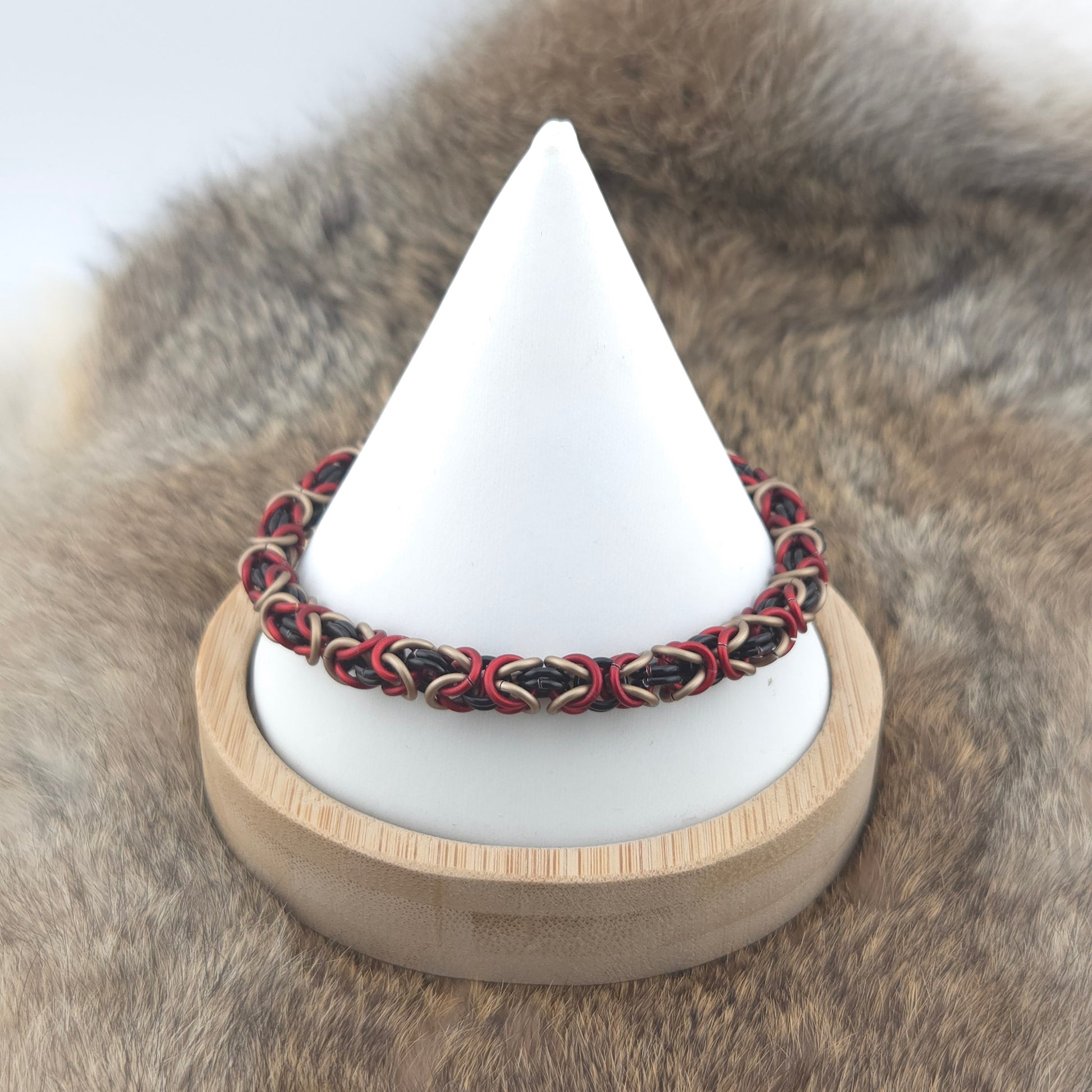 Byzantine Chainmail Bracelet - Black, Matte Red, Matte Taupe - Premium Anodized Aluminum