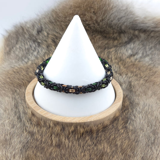 Byzantine Chainmail Bracelet - Black, Bronze, Green, Olive, Champagne - Premium Anodized Aluminum