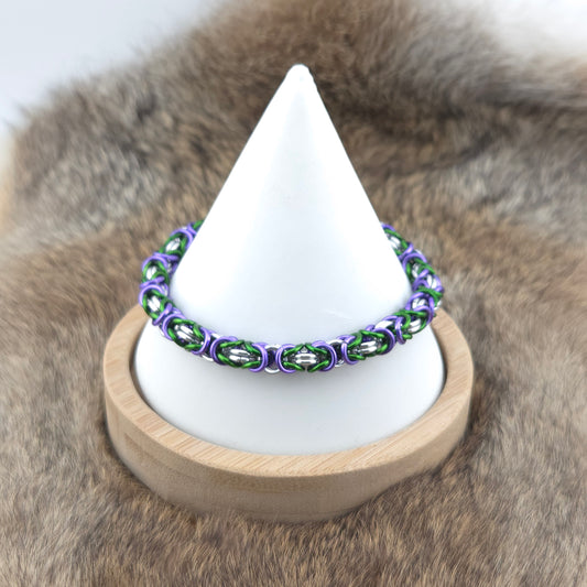 Byzantine Chainmail Bracelet - Genderqueer Pride - Premium Anodized Aluminum
