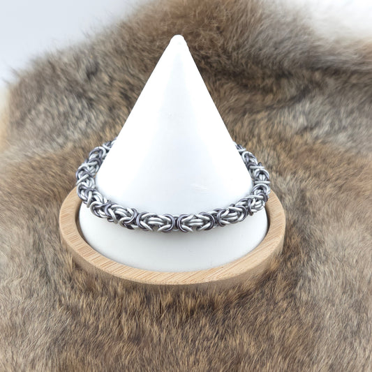 Byzantine Chainmail Bracelet - Matte Frost, Black Ice - Premium Anodized Aluminum