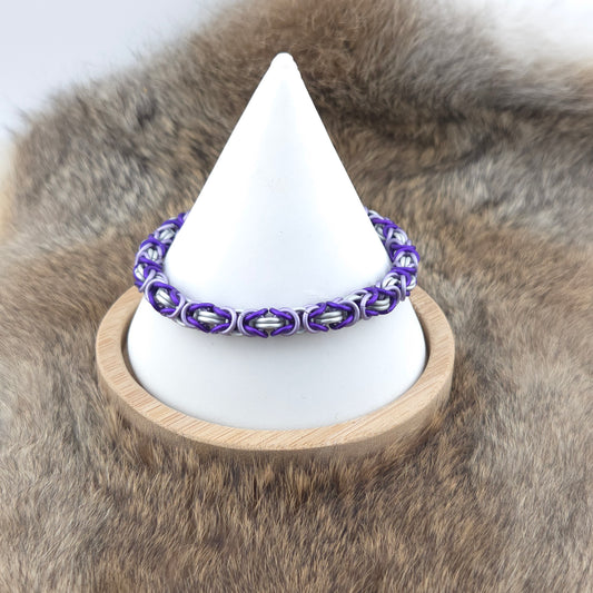 Byzantine Chainmail Bracelet - Matte Purple, Matte Frost, Matte Lavender - Premium Anodized Aluminum