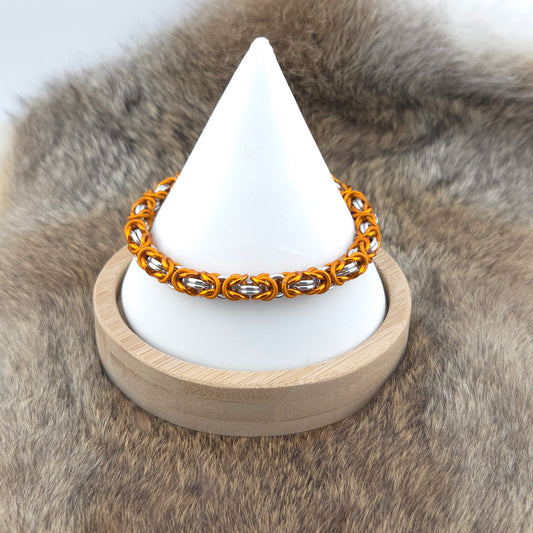 Byzantine Chainmail Bracelet - Matte Frost, Matte Orange, Orange - Premium Anodized Aluminum