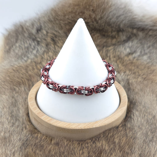 Byzantine Chainmail Bracelet - Silver, Burgundy - Premium Anodized Aluminum