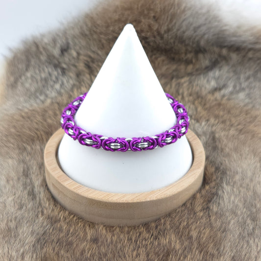 Byzantine Chainmail Bracelet - Silver, Matte Violet, Violet - Premium Anodized Aluminum