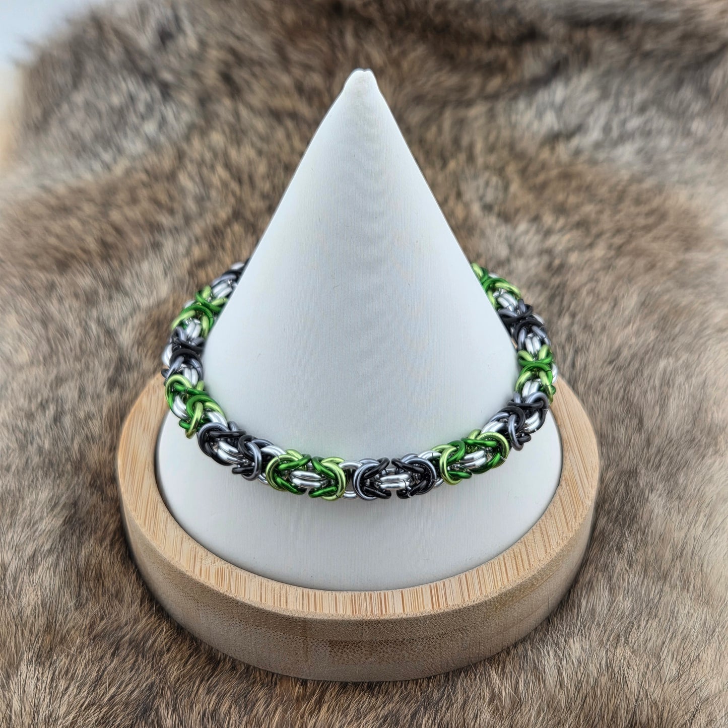 Aromantic Pride Flag Bracelet in premium anodized aluminum.