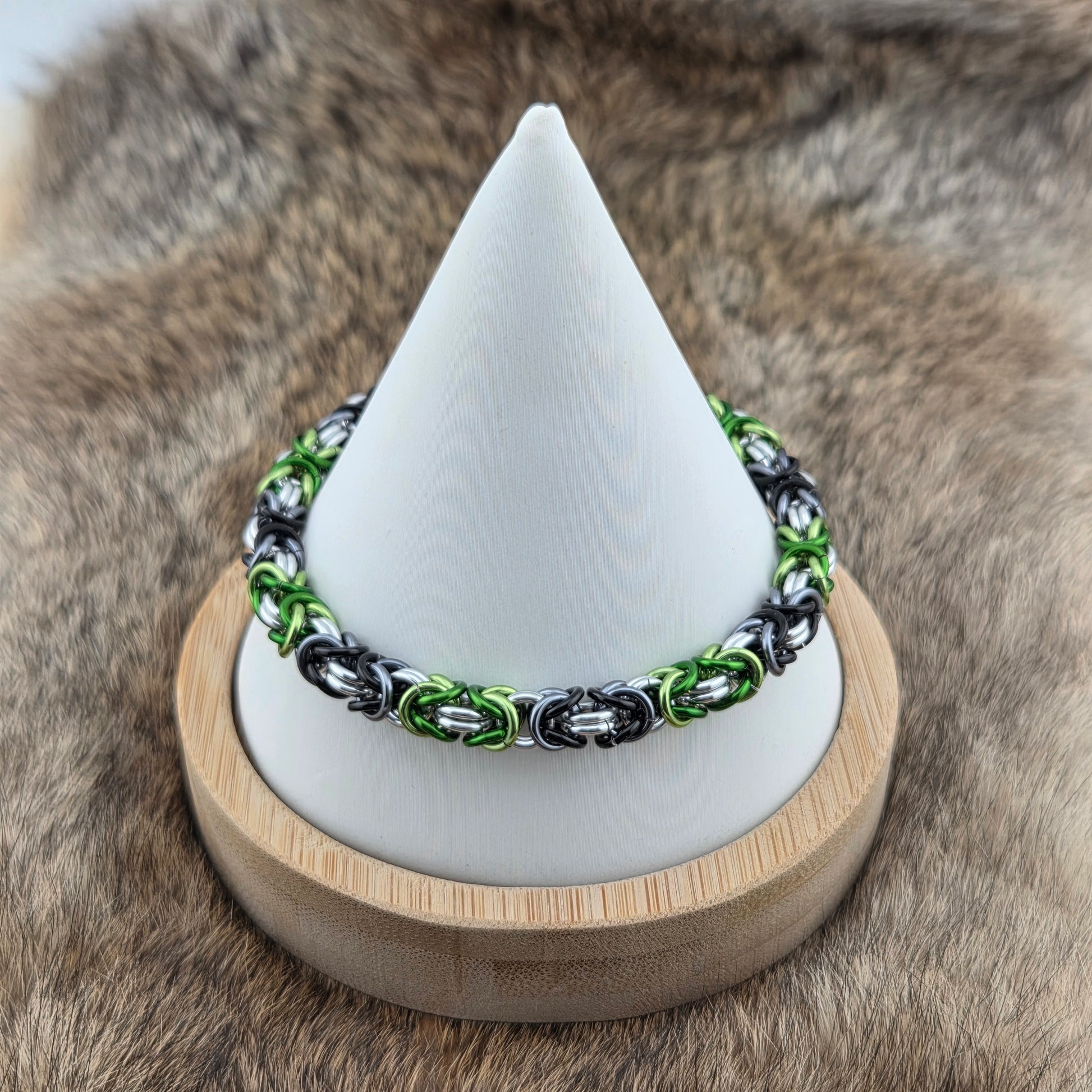 Aromantic Pride Flag Bracelet in premium anodized aluminum.